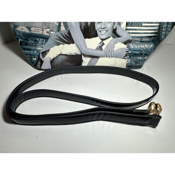 Obama`s Time Square Handbag Women`s Black & White Printed Photo Strap Purse - Picture 5 of 10